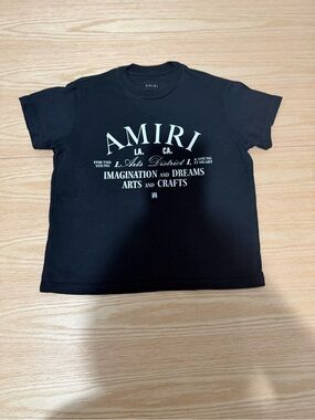 AMIRI Black Kids Short-Sleeve Logo Tee with White Print